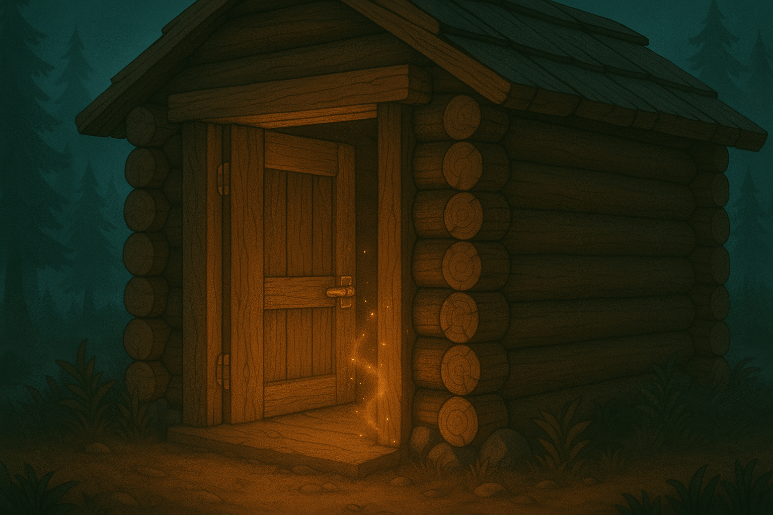 Your new magical door sparkles in the twilight forest!