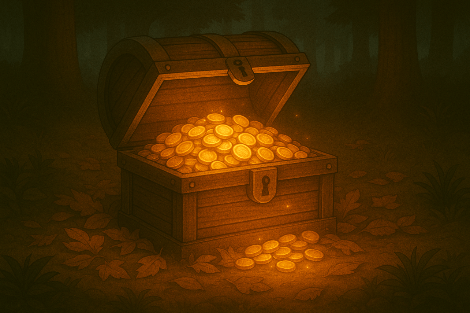 Your magical chest stands proudly, its golden trim gleaming in the twilight!