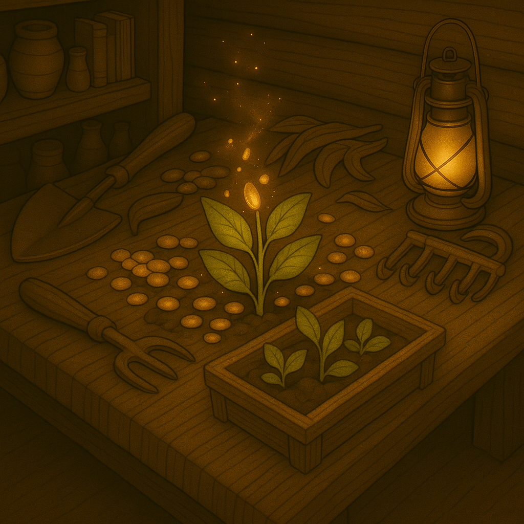 The first magical crops sprout with sparkling energy!