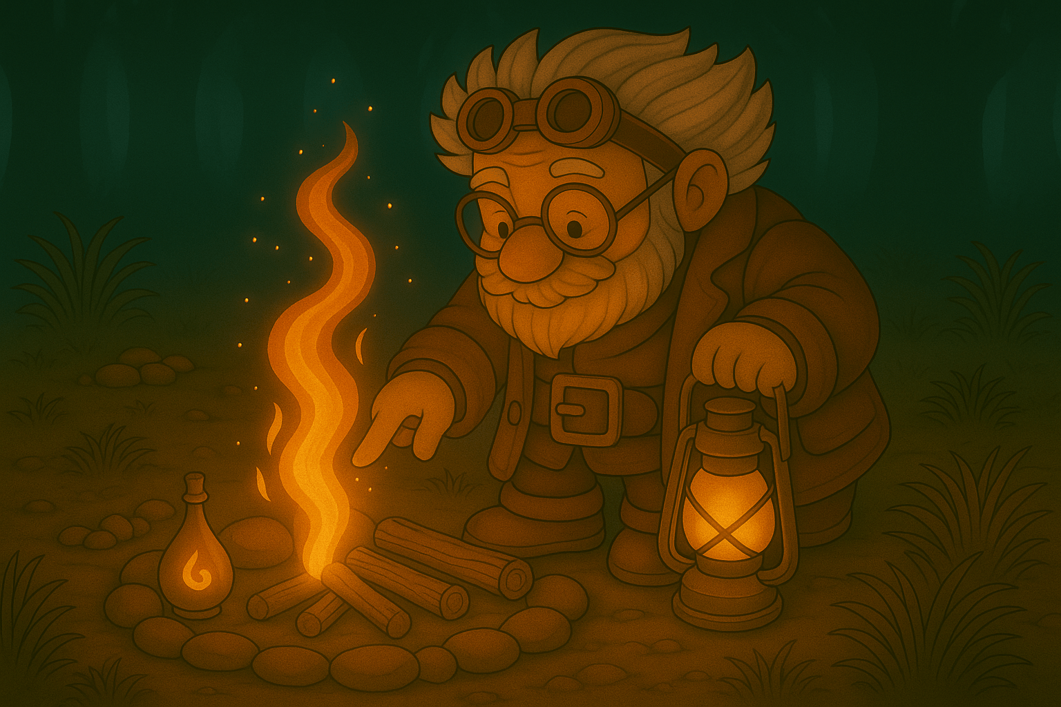The Professor demonstrates different colored magical flames